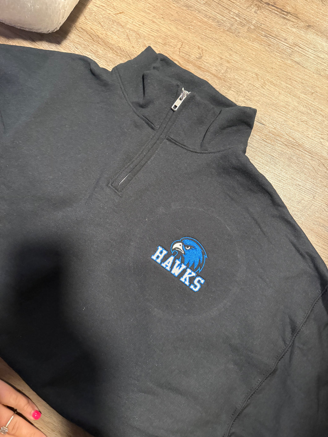 black  hawks quarter zip adult only embroidery