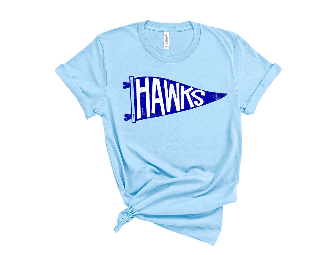 HAWKS FLAG ON LIGHT BLUE